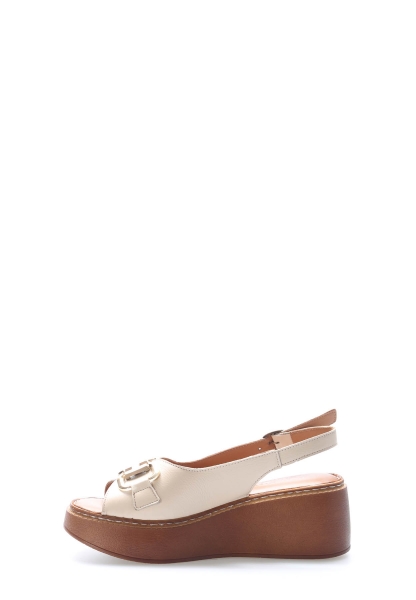 Epikoza Dışı ve İçi Hakiki Deri Bej Kadın Dolgu Topuk Sandalet SS166212618891