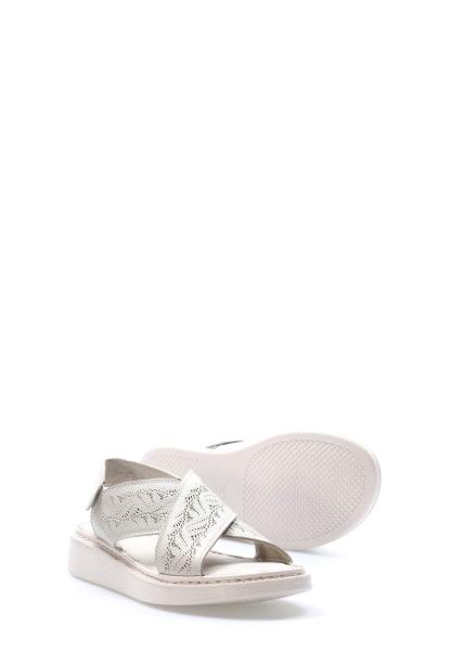 Epikoza Dışı ve İçi Hakiki Deri Krem Kadın Sandalet SS16972261685