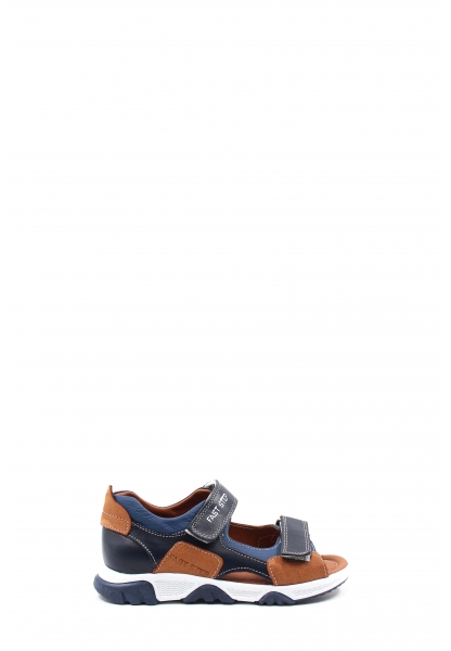 Epikoza Dışı ve İçi Hakiki Deri Lacivert Taba Unisex Çocuk Klasik Sandalet SS160062431239