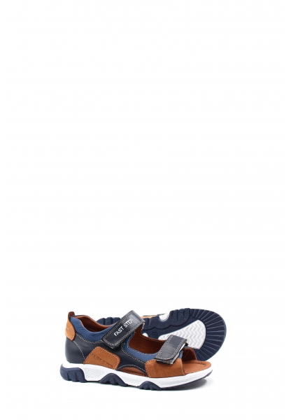 Epikoza Dışı ve İçi Hakiki Deri Lacivert Taba Unisex Çocuk Klasik Sandalet SS160062431239