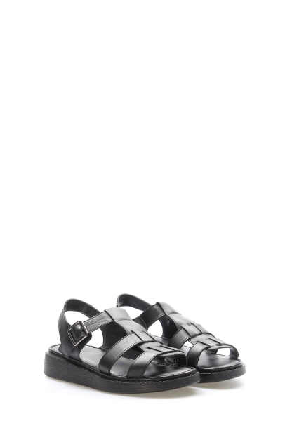 Epikoza Dışı ve İçi Hakiki Deri Siyah Düz Kadın Klasik Günlük Sandalet SS16972261683