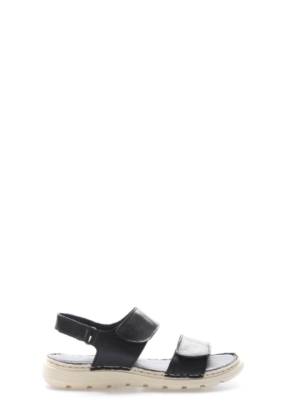 Epikoza Dışı ve İçi Hakiki Deri Siyah Düz Kadın Klasik Sandalet SS16972261832