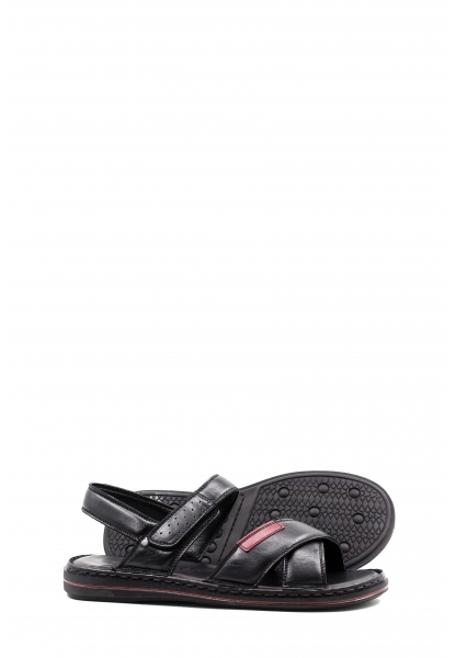  Epikoza Dışı ve İçi Hakiki Deri Siyah Erkek Klasik Sandalet SS16128131446