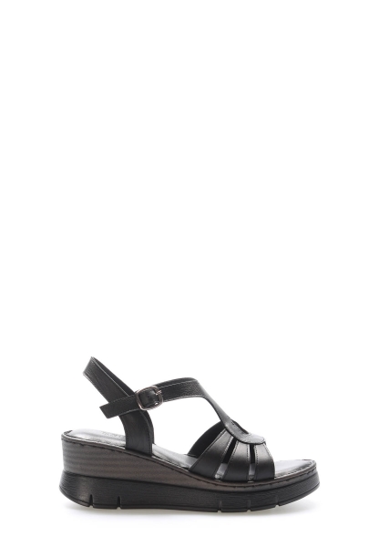 Epikoza Dışı ve İçi Hakiki Deri Siyah Kadın Klasik Günlük Sandalet SS166212611352