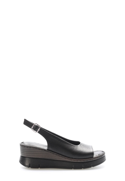 Epikoza Dışı ve İçi Hakiki Deri Siyah Kadın Klasik Günlük Sandalet SS166212611356