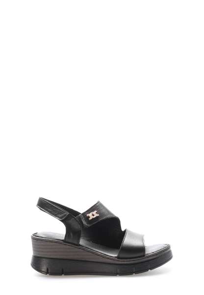 Epikoza Dışı ve İçi Hakiki Deri Siyah Kadın Günlük Sandalet SS166212611357