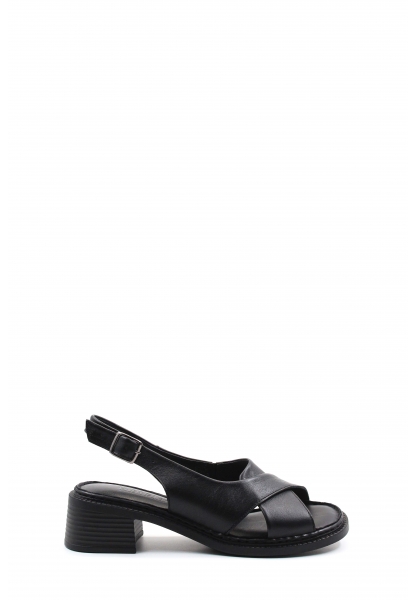 Epikoza Dışı ve İçi Hakiki Deri Siyah Kadın Sandalet SS166212611146