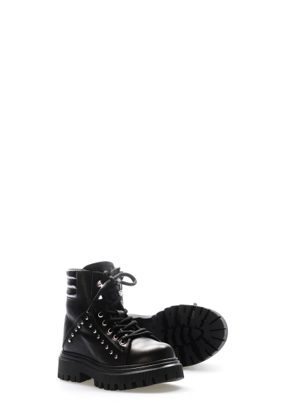 Epikoza Dışı Hakiki Deri ve İçi Kürklü Siyah Unisex Çocuk Klasik Bot SS166121161151122
