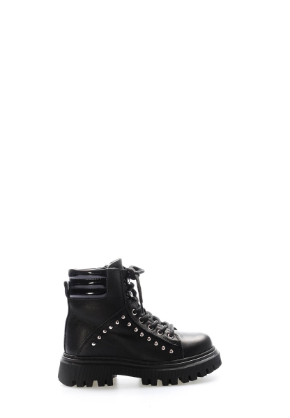 Epikoza Dışı Hakiki Deri ve İçi Kürklü Siyah Unisex Çocuk Klasik Bot SS166121161151122