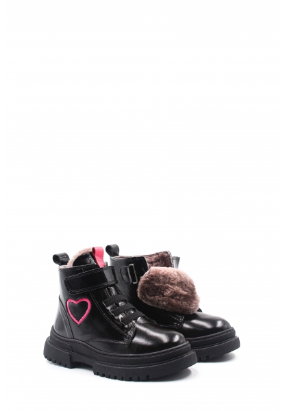 Epikoza Dışı Hakiki Rugan İçi Kürklü Deri Siyah Unisex Çocuk Bot SS161571124121224