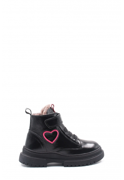 Epikoza Dışı Hakiki Rugan İçi Kürklü Deri Siyah Unisex Çocuk Bot SS161571124121224