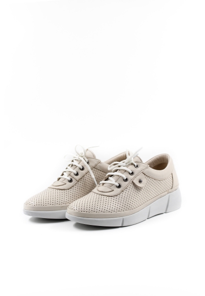 Epikoza Dışı Ve İçi Hakiki Deri Bej Kadın Spor Sneaker Ayakkabı SS164082611013C