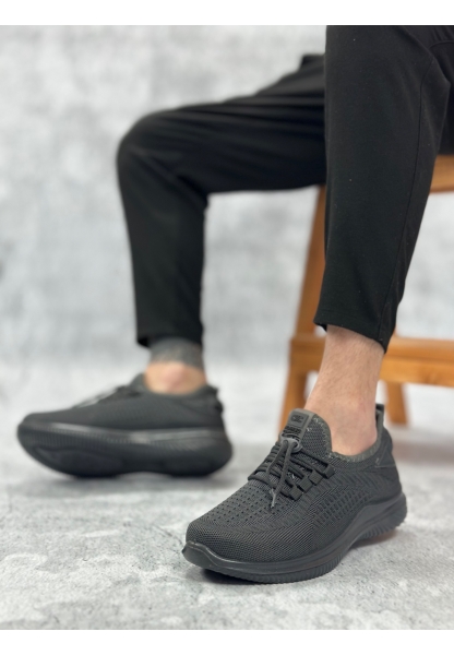 LQZ0356 Özel Örme Triko Tarz Rahat Fuspetli Gri Spor Ayakkabı 