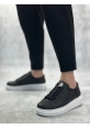 LQZ0423 LQZ Kalın Yüksek Taban Siyah Bağcıklı Spor Erkek Ayakkabı