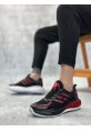 LQZ0650 Tarz Sneakers Yüksek Taban Siyah Kırmızı Spor Ayakkabısı