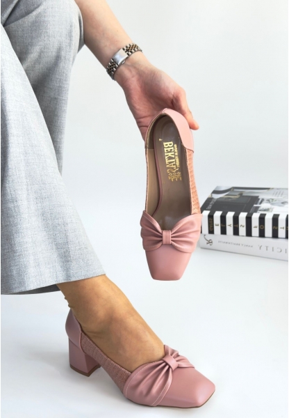 LQZ Shoes Agnet Pudra Cilt Topuklu Ayakkabı