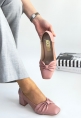 LQZ Shoes Agnet Pudra Cilt Topuklu Ayakkabı