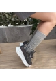LQZ Shoes Aleid Gri Cilt Bağcıklı Spor Ayakkabı