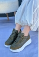 LQZ Shoes Aleid Yeşil Süet Bağcıklı Spor Ayakkabı