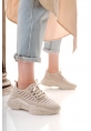 LQZ Shoes Ante Bej Triko Bağcıklı Spor Ayakkabı