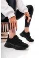 LQZ Shoes Ante Siyah Triko Bağcıklı Spor Ayakkabı