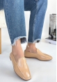 LQZ Shoes Betra Bej Rugan Babet Ayakkabı
