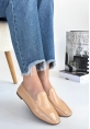 LQZ Shoes Betra Bej Rugan Babet Ayakkabı