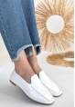 LQZ Shoes Betra Beyaz Rugan Babet Ayakkabı