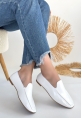 LQZ Shoes Betra Beyaz Rugan Babet Ayakkabı