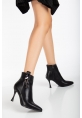 LQZ Shoes Biort Siyah Cilt Topuklu Bot