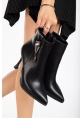 LQZ Shoes Biort Siyah Cilt Topuklu Bot