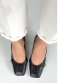 LQZ Shoes Cande Siyah Cilt Topuklu Ayakkabı