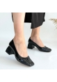LQZ Shoes Cande Siyah Rugan Topuklu Ayakkabı