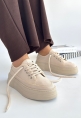 LQZ Shoes Carin Bej Keten Bağcıklı Spor Ayakkabı