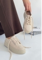 LQZ Shoes Carin Bej Keten Bağcıklı Spor Ayakkabı