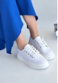 LQZ Shoes Carin Beyaz Keten Bağcıklı Spor Ayakkabı