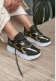LQZ Shoes Cata Yeşil Cilt Hardal Detaylı Spor Ayakkabı