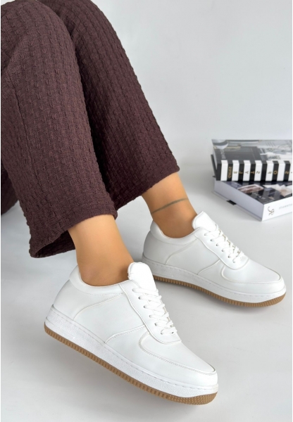 LQZ Shoes Ceyyan Beyaz Cilt Bağcıklı Spor Ayakkabı
