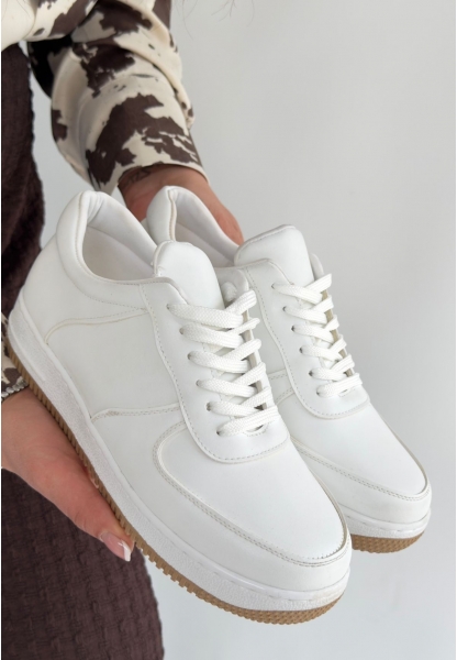 LQZ Shoes Ceyyan Beyaz Cilt Bağcıklı Spor Ayakkabı