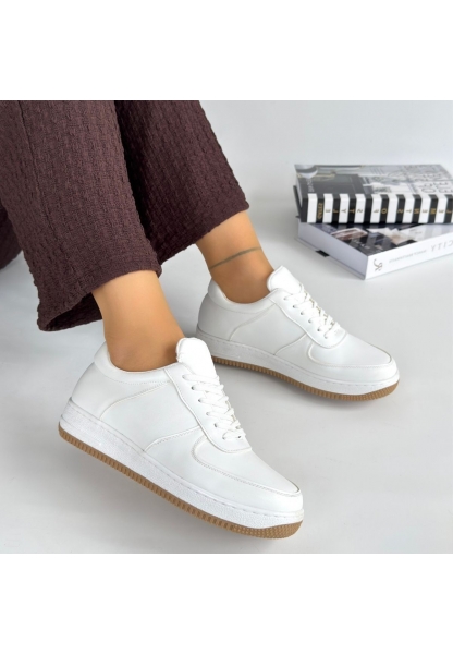 LQZ Shoes Ceyyan Beyaz Cilt Bağcıklı Spor Ayakkabı