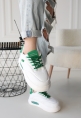 LQZ Shoes Chris Beyaz Cilt Yeşil Detaylı Bağcıklı Spor Ayakkabı