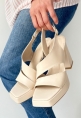 LQZ Shoes Cica Bej Cilt Topuklu Ayakkabı