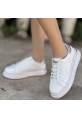 LQZ Shoes Cisay Beyaz Cilt Gri Detaylı Bağcıklı Spor Ayakkabı