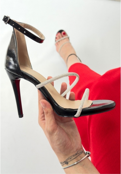 LQZ Shoes Colly Siyah Rugan Topuklu Ayakkabı