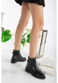 LQZ Shoes Diali Siyah Cilt Topuklu Bot
