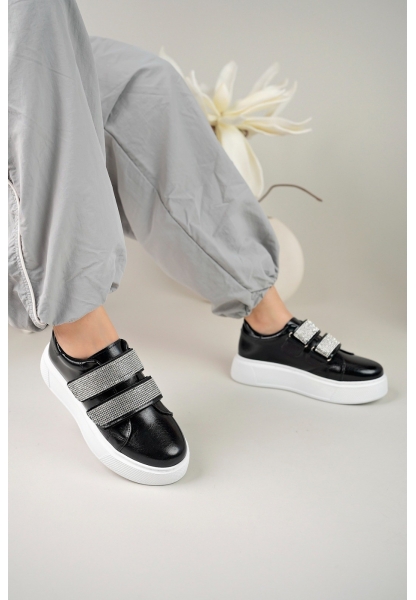 LQZ Shoes Dirla Siyah Rugan Spor Ayakkabı
