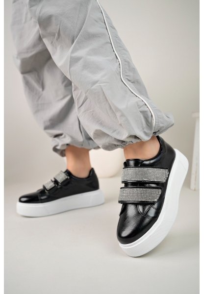 LQZ Shoes Dirla Siyah Rugan Spor Ayakkabı