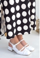 LQZ Shoes Doran Beyaz Cilt Topuklu Ayakkabı
