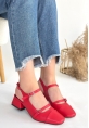 LQZ Shoes Doran Kırmızı Cilt Topuklu Ayakkabı