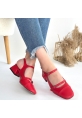 LQZ Shoes Doran Kırmızı Cilt Topuklu Ayakkabı